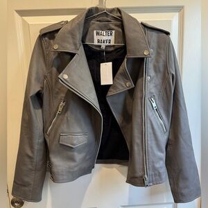 NWT Walter Baker dark taupe Lamb Leather Moto jacket